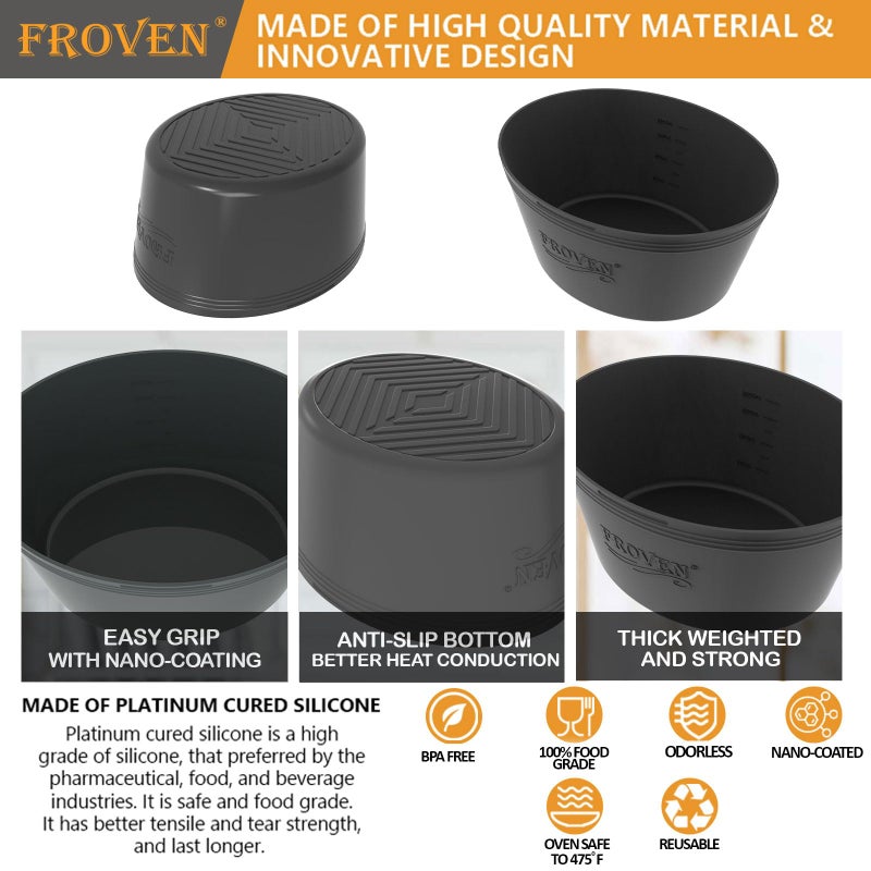 FROVEN بطانات سيليكون بيضاوية الشكل لأواني الطهي البطيء سعة 4 إلى 4.5 كوارت. سميكة، ثقيلة الوزن، ومتينة، قابلة لإعادة الاستخدام، متوافقة مع معظم أواني الطهي البطيء من كروك بوت سعة 4-4.5 كوارت. مانعة للتسرب، وآمنة للغسل في غسالة الأطباق. - Image 3